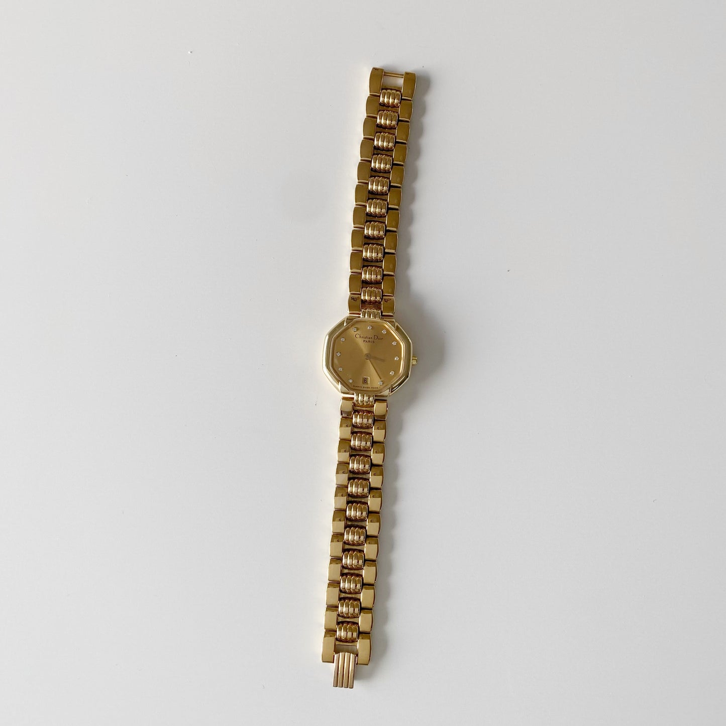 Dior 1990s Octagon Gold Plated Watch