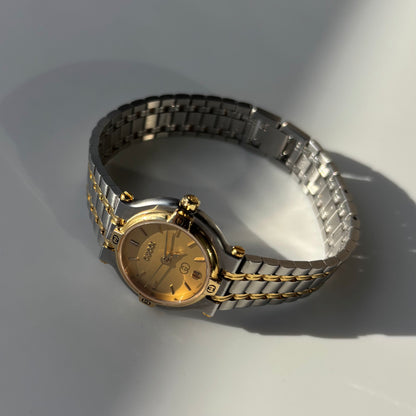 Gucci 1990s Date Round Dial Two Tone Watch