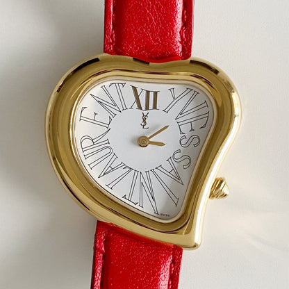 Yves Saint Laurent 1990s Heart shaped Dial Gold Plated Watch