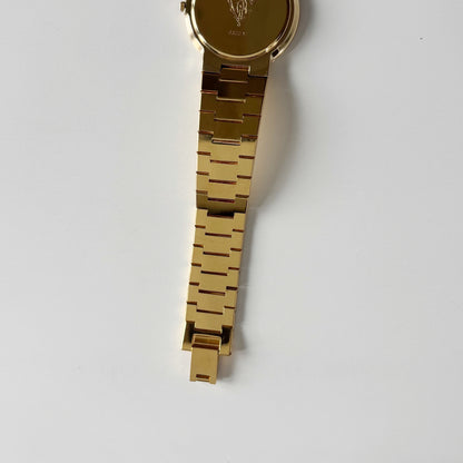 Gucci 1980s Black Round Dial Gold Plated Watch (Large)