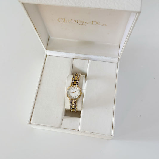 Dior 1990s Gold plated Round Two Tone Watch