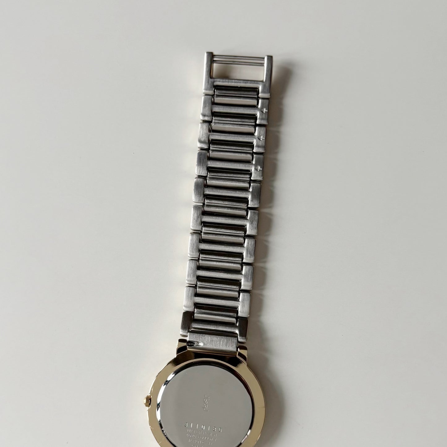 Yves Saint Laurent 1990s Cream Round Dial Two Tone Watch (Large)