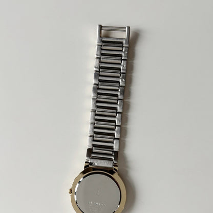 Yves Saint Laurent 1990s Cream Round Dial Two Tone Watch (Large)
