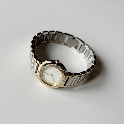 Yves Saint Laurent 1990s Round Dial Two Tone Watch