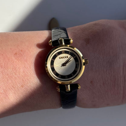Gucci 1990s Round Dial Gold Plated Watch