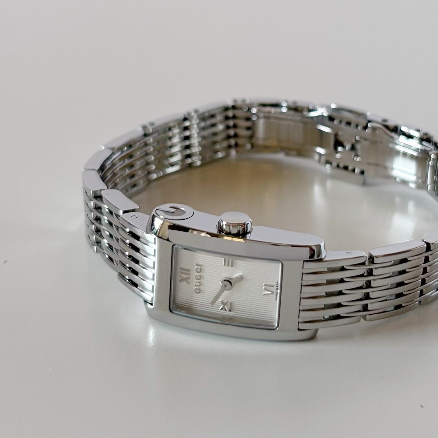 Gucci 1990s Rectangular Dial Silver Watch