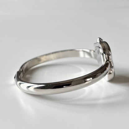 Yves Saint Laurent 1990s Heart Shaped Dial Silver Bangle Watch
