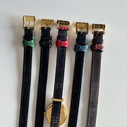 Fendi 1990s Interchangeable Belt Gold Plated Watch with 5 straps, case