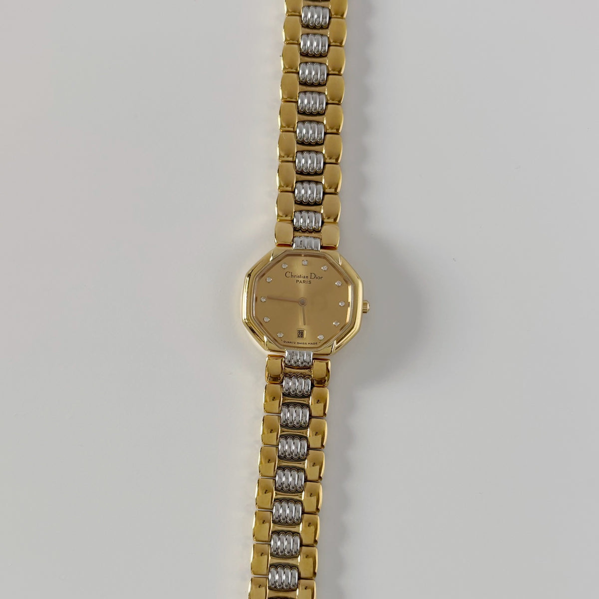 Dior 1990s Octagon Dial Two Tone Watch