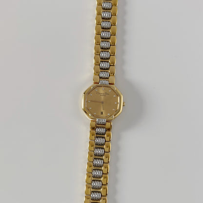 Dior 1990s Octagon Dial Two Tone Watch