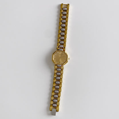 Dior 1990s Octagon Gold Plated Two Tone Watch