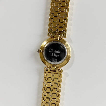 Dior 1990s Seashell Dial Round Dial Gold Plated Watch (Large)