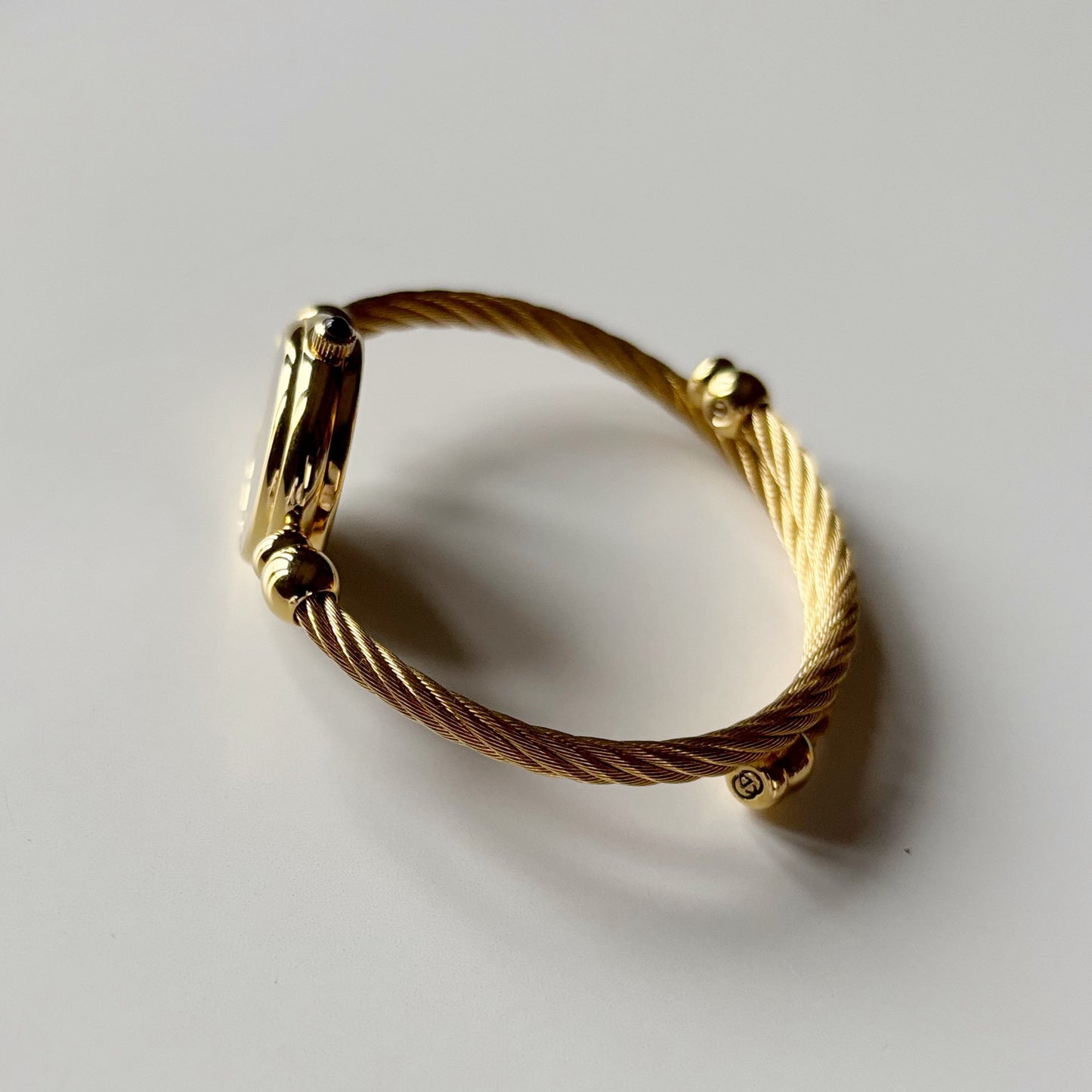 Gucci 1990s Black Dial Gold Plated Cable Bangle Watch