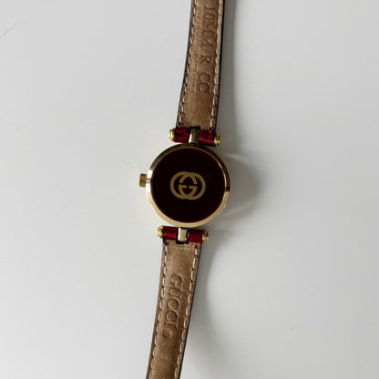 Gucci 1990s Round Dial Red Gold Plated Watch