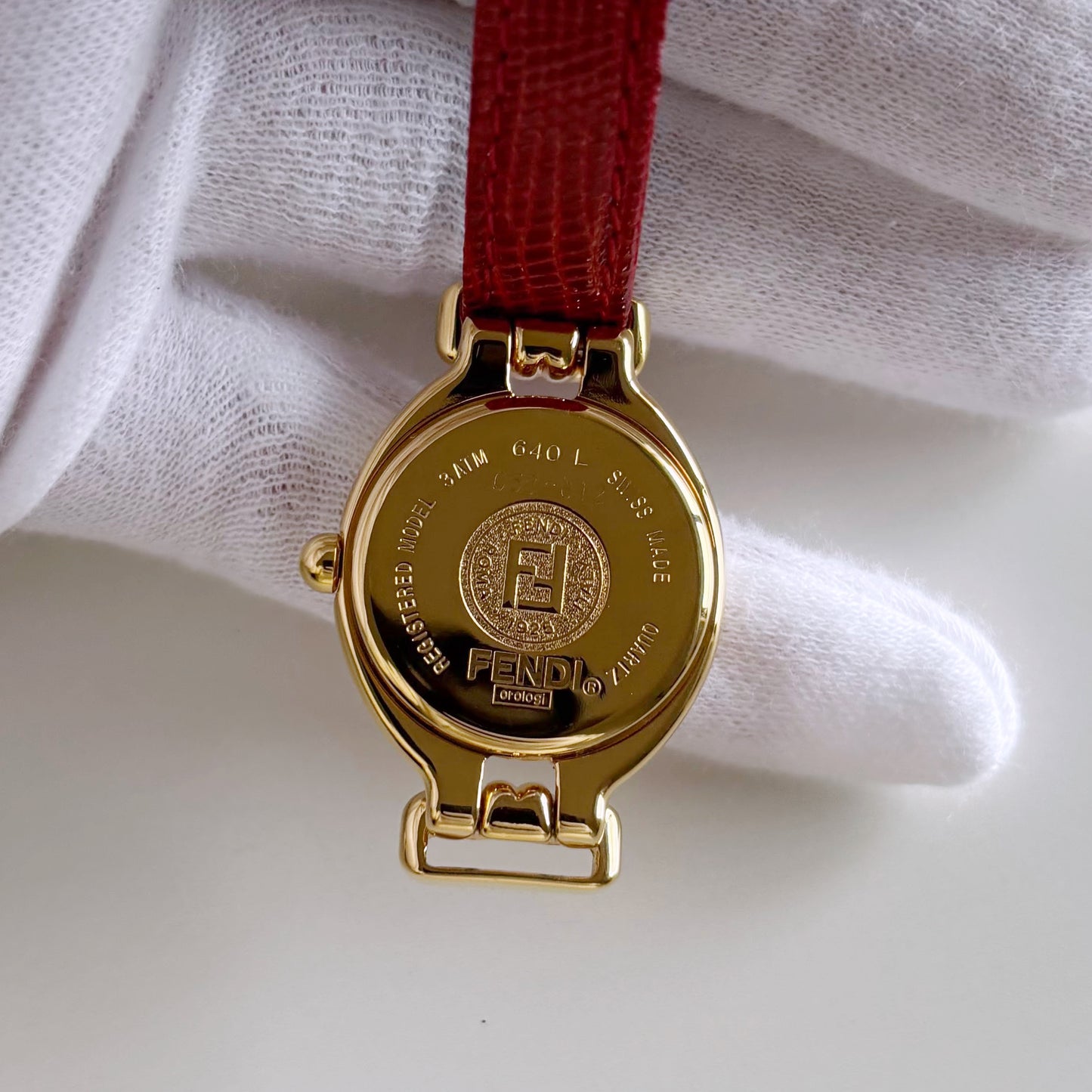 Fendi 1990s Interchangeable Strap Gold Plated Watch with 5 straps, case