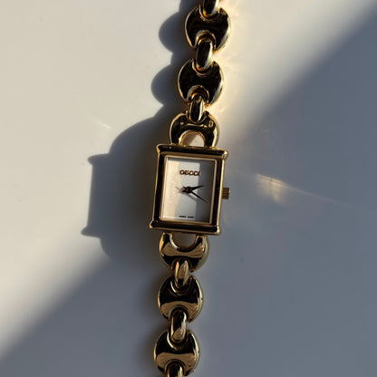 Gucci 1990s Interchangeable Strap Gold Plated Watch with 3 straps, case