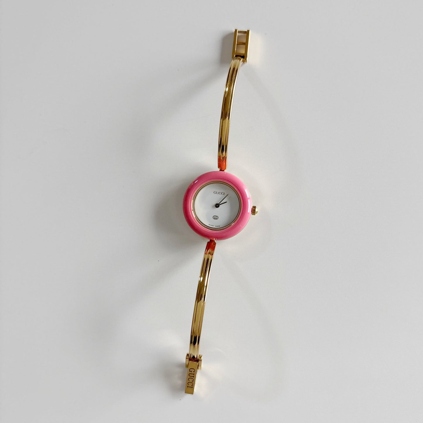 Gucci 1990s Interchangeable Bezel Gold Plated Bangle Watch with 12 bezels, case (Small)