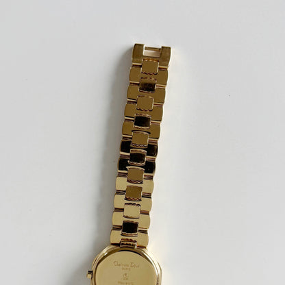 Dior 1990s Octagon Gold Dial Gold Plated Watch