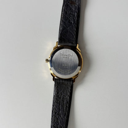 Dior 1990s Date Round Dial Gold Plated Watch