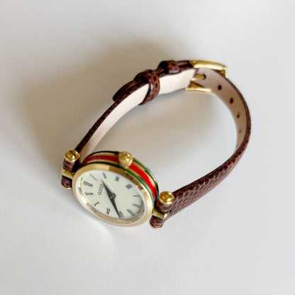 Gucci 1990s Round Dial Gold Plated Watch