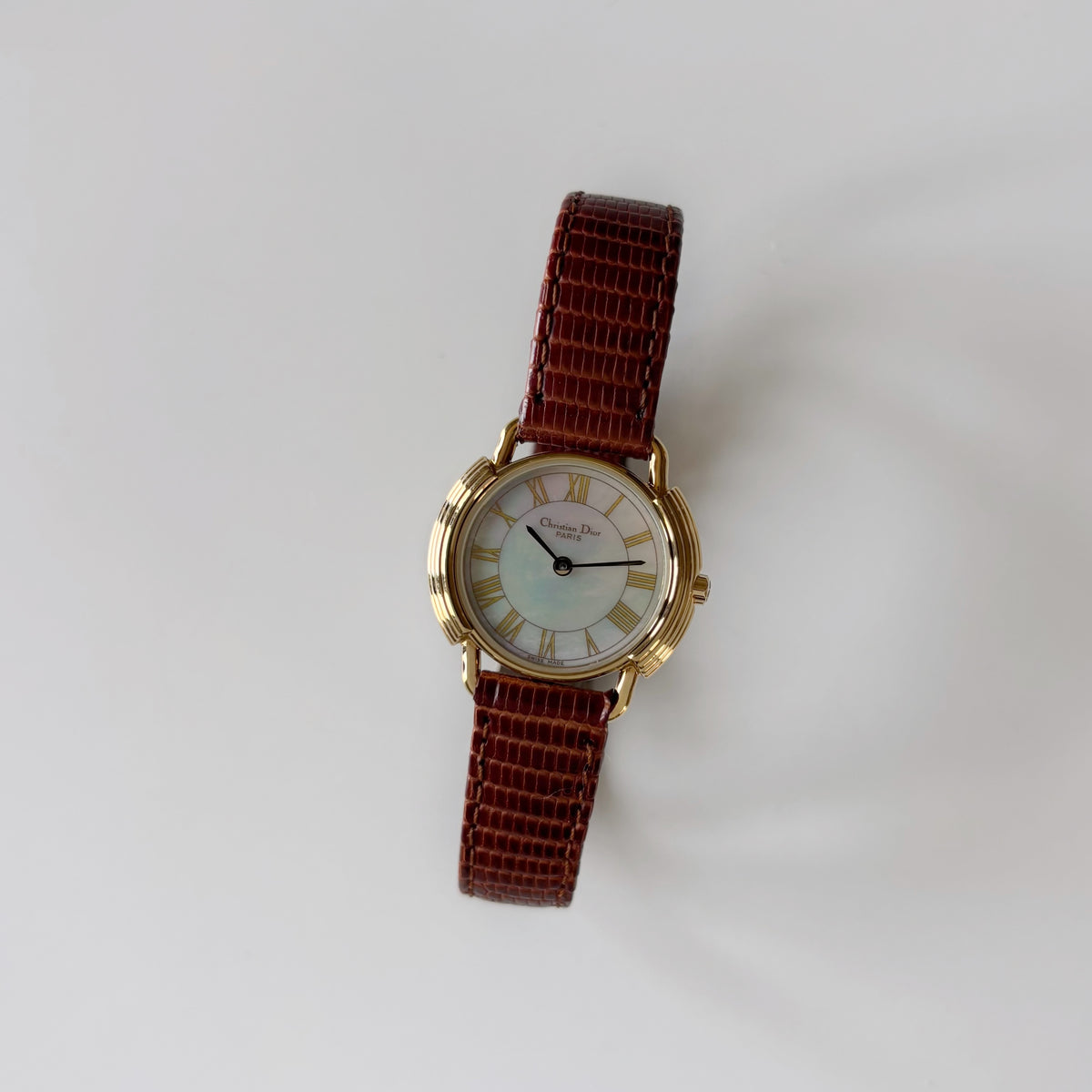 Dior 1990s Seashell Round Dial Gold-Plated Watch