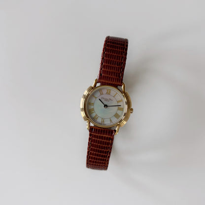 Dior 1990s Seashell Round Dial Gold-Plated Watch