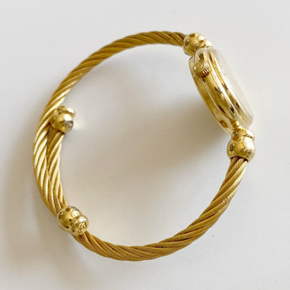 Gucci 1990s Seashell Dial Gold Plated Cable Bangle Watch