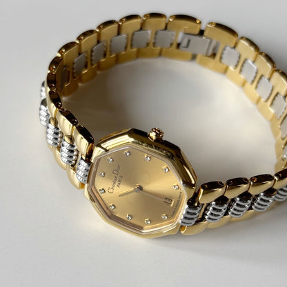 Dior 1990s Octagon Dial Two Tone Watch