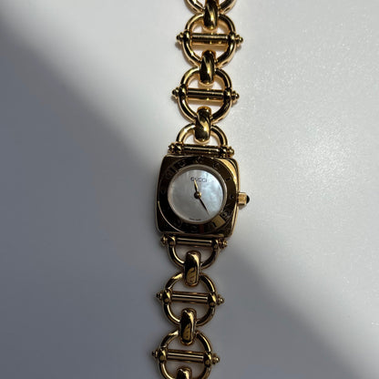Gucci 1990s Seashell Dial Horsebit Gold Plated Watch