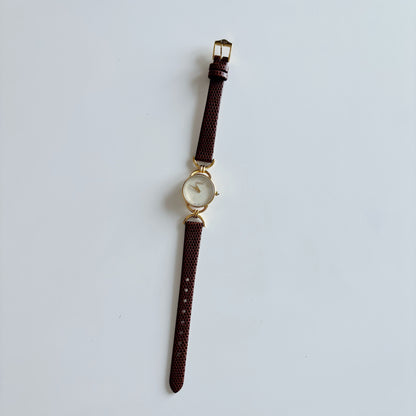 Gucci 1990s Seashell Dial Gold Plated Horsebit Watch