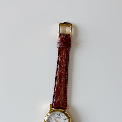 Gucci 1990s Date Round Dial Gold Plated Watch