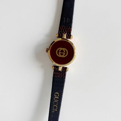Gucci 1990s Round Dial Gold Plated Watch