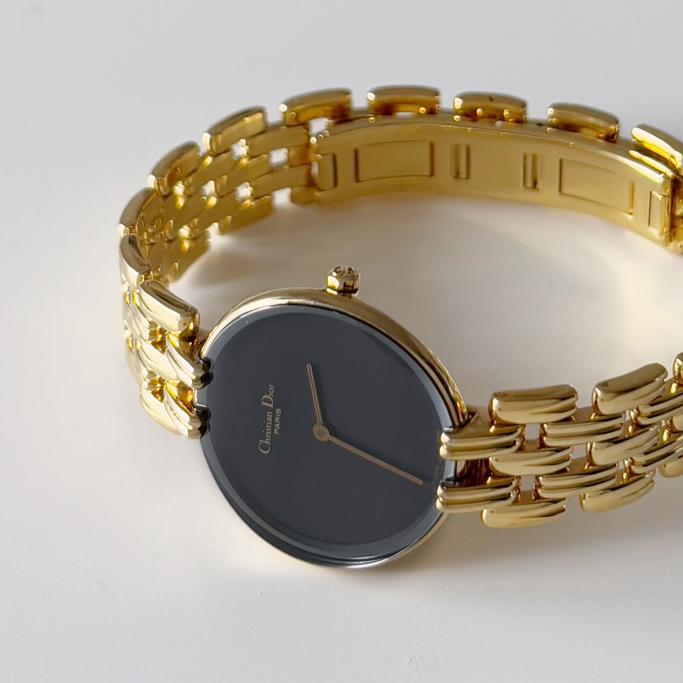 Dior 1990s Bagheera Gold Plated Round Watch