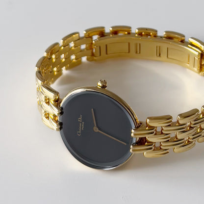 Dior 1990s Bagheera Gold Plated Round Watch