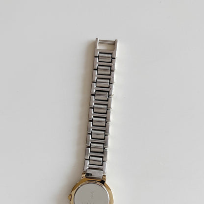 Yves Saint Laurent 1990s Round Dial Two Tone Gold Plated Watch