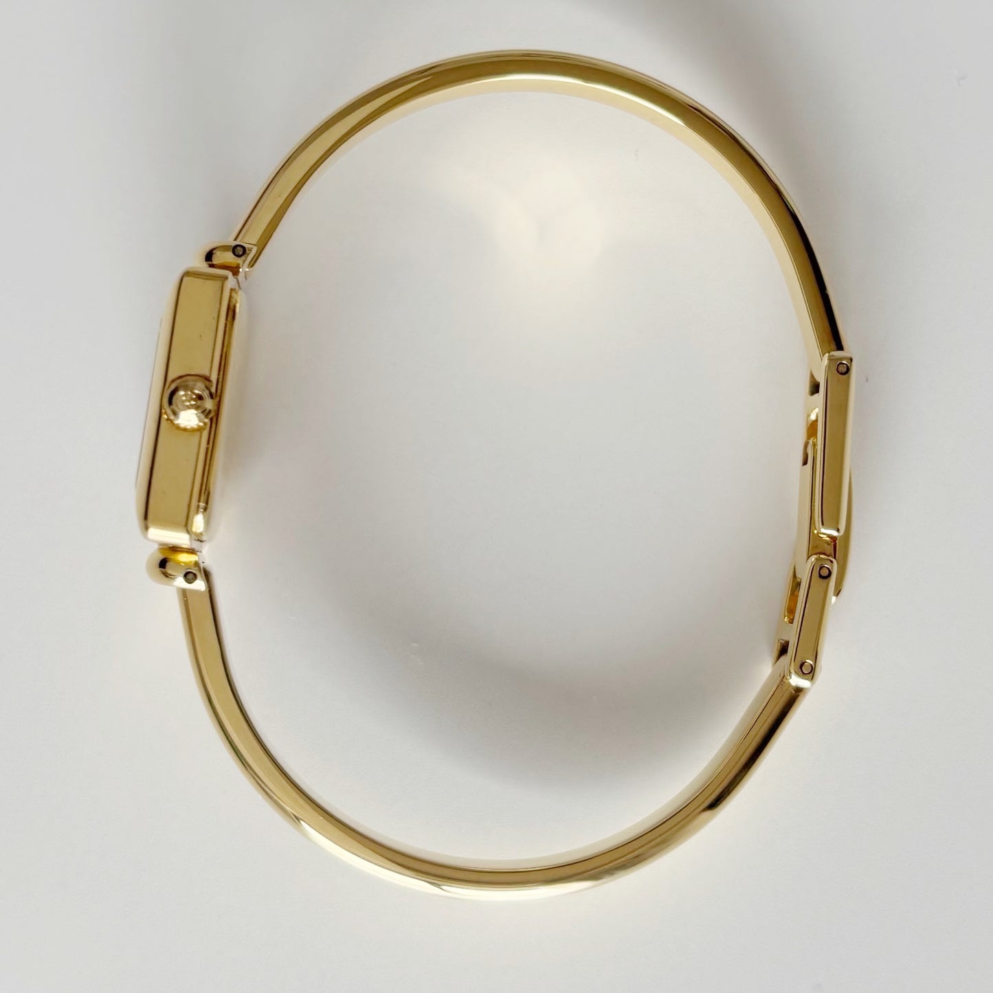Gucci 1990s Square Dial Gold Plated Bangle Watch