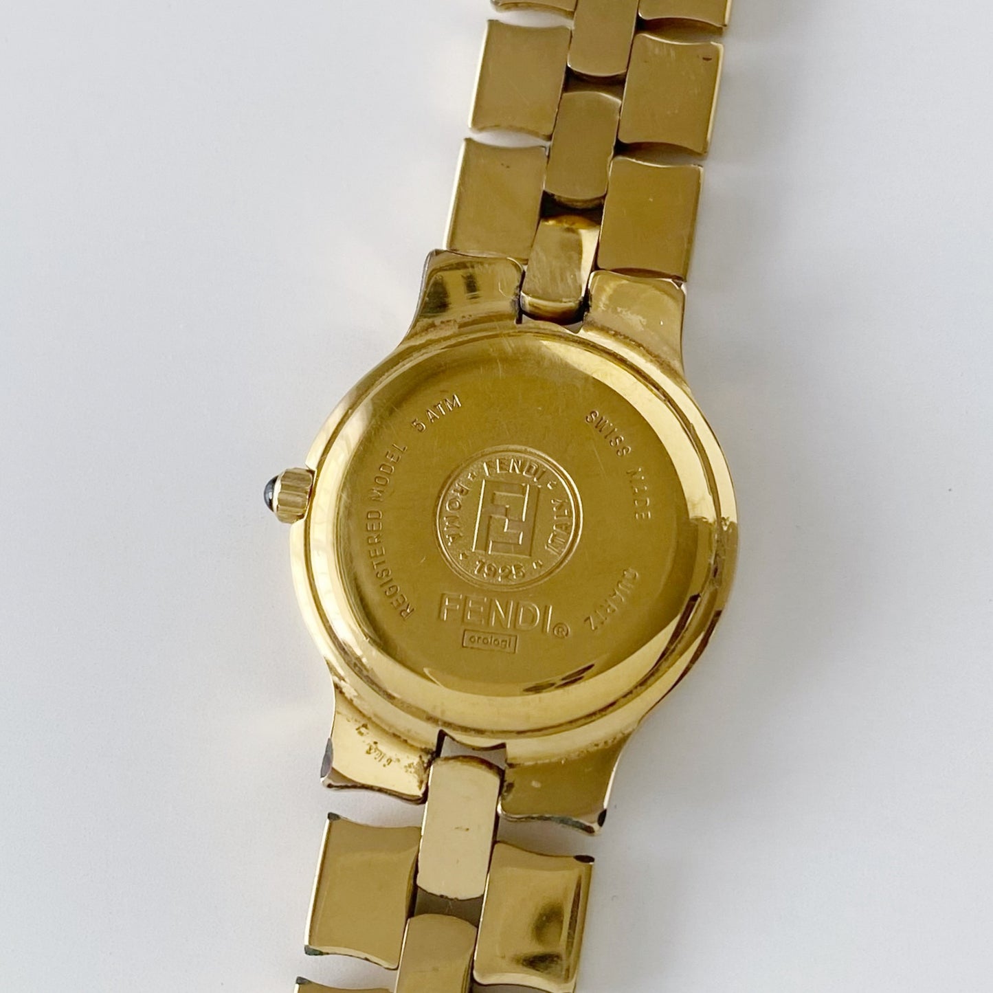 Fendi 1990s Navy Dial Gold Plated Watch