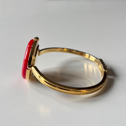 Gucci 1990s Interchangeable Bezel Gold Plated Bangle Watch with 12 bezels, case
