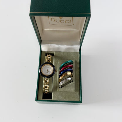 Gucci 1990s Interchangeable Bezel Gold Plated Watch with 6 bezels, Case (160mm)