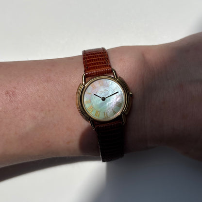 Dior 1990s Seashell Round Dial Gold-Plated Watch