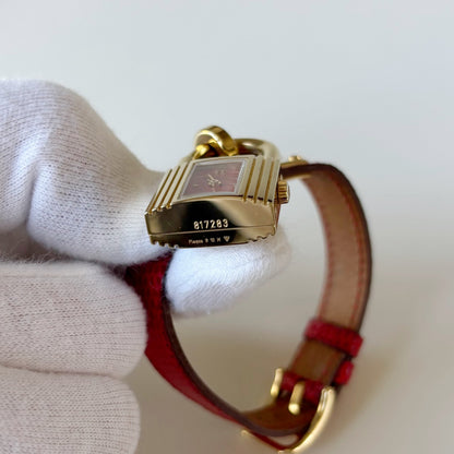 Hermes 1990s Kelly Red Dial Gold Plated Watch