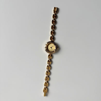 Gucci 1990s Interchangeable Bezel Gold Plated Rice Chain Watch with 6 bezels, case (170mm)