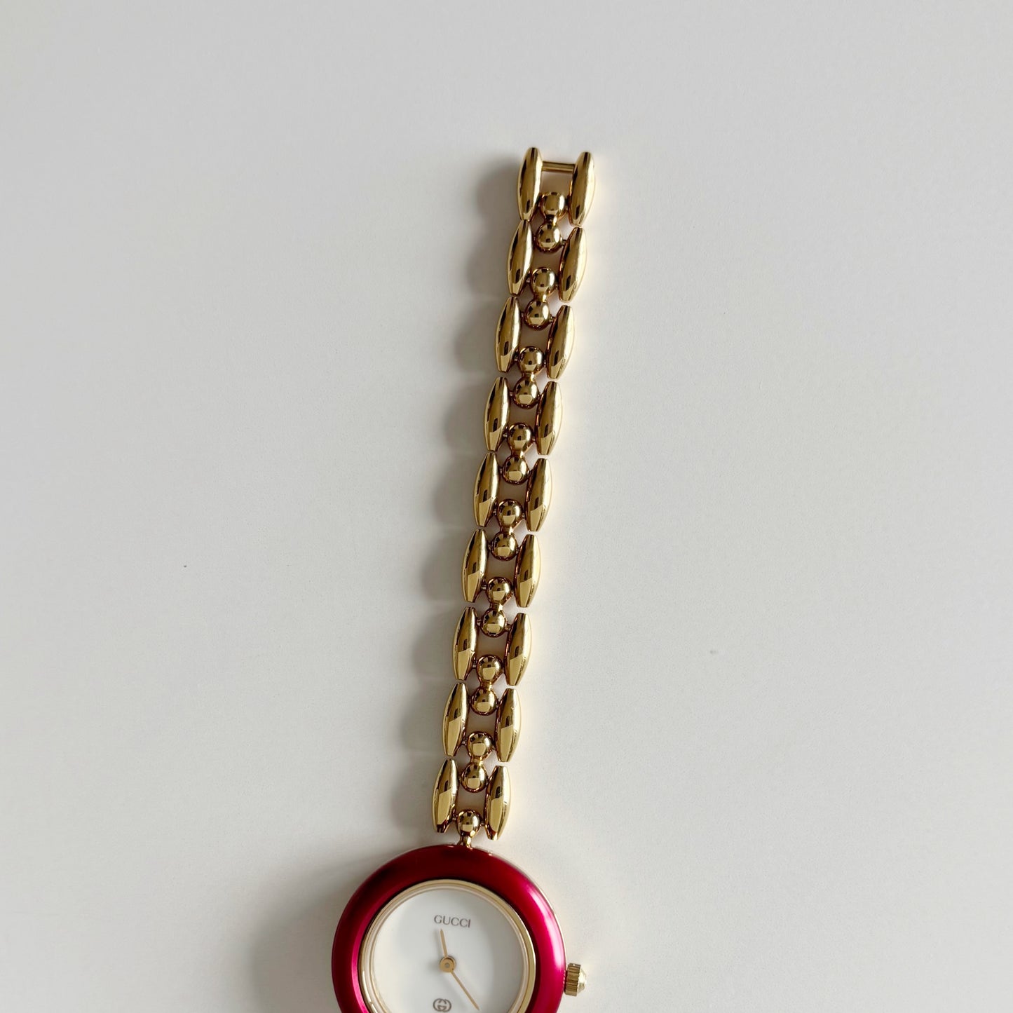 Gucci 1990s Interchangeable Bezel Gold Plated Rice Chain Watch (165mm)