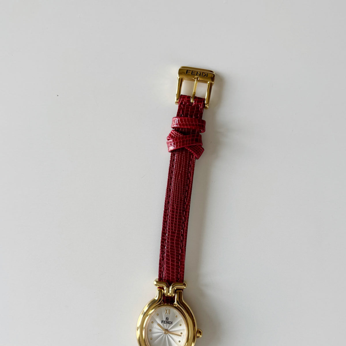 Fendi 1990s Interchangeable Strap Gold Plated Watch with 5 straps, case