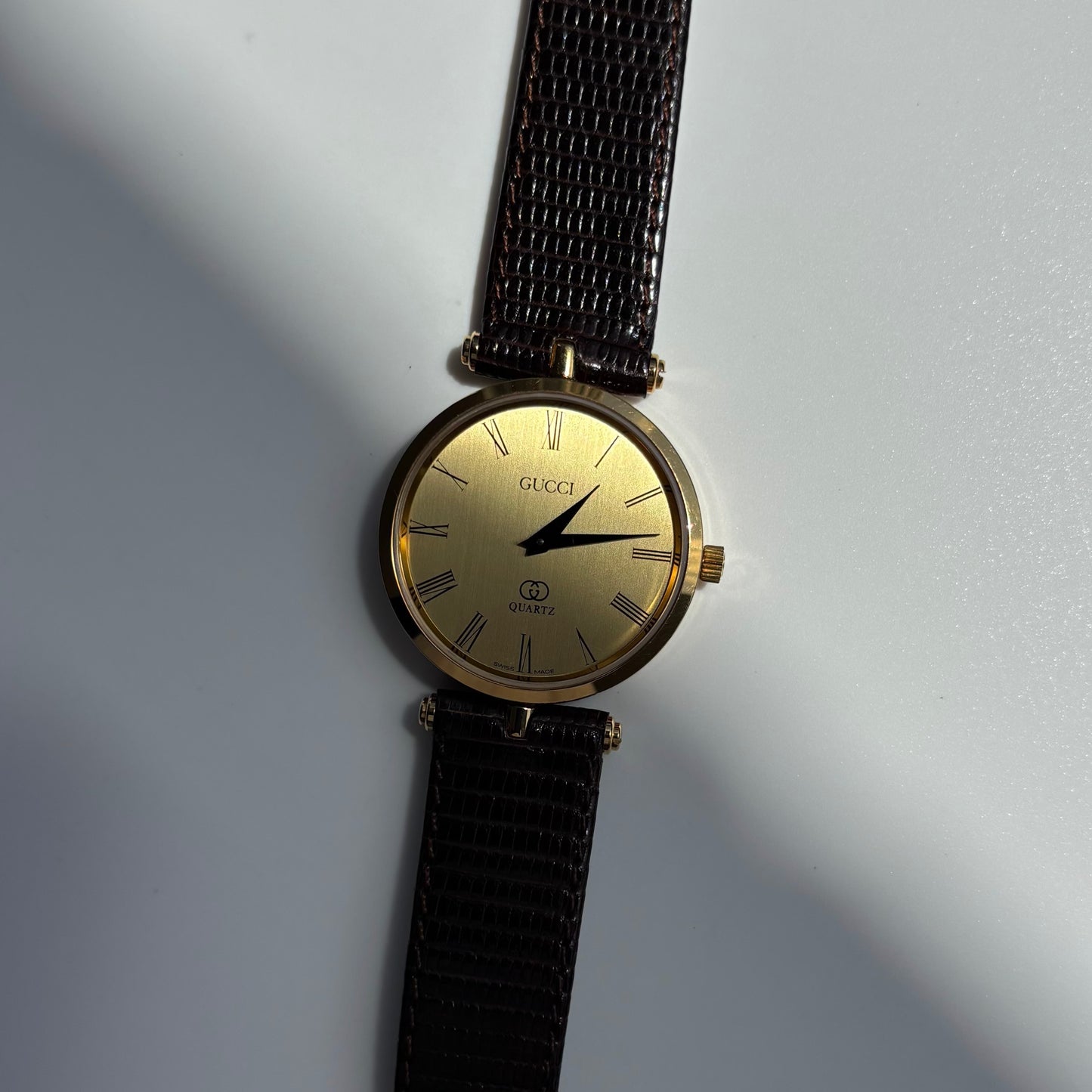 Gucci 1980s Sherry Round Dial Gold Plated Watch (Large)