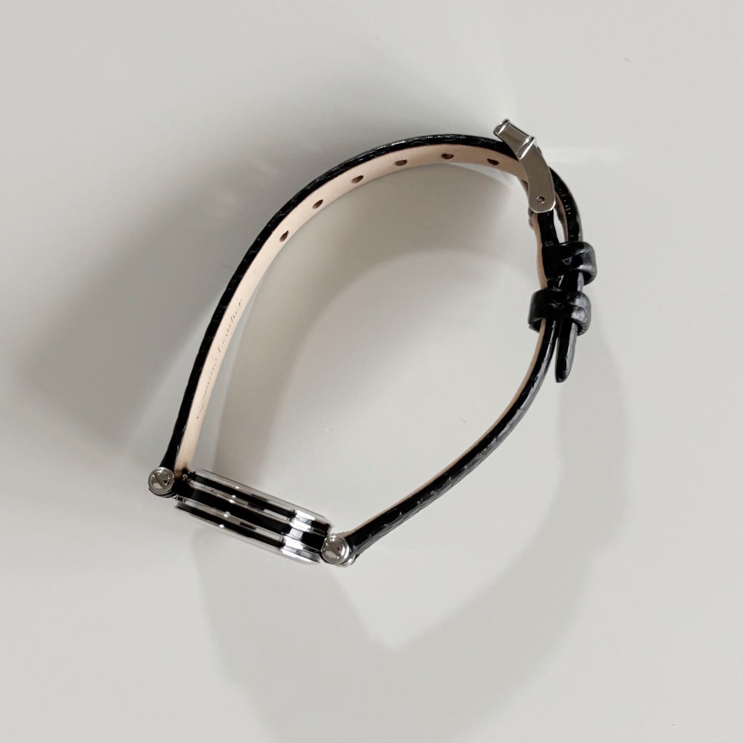 Gucci 1990s Black Round Dial Silver Watch
