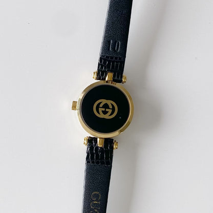 Gucci 1990s Sherry Black Dial Gold Plated Watch