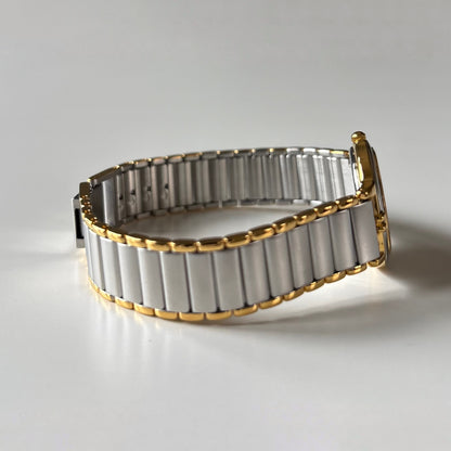 Yves Saint Laurent 1990s Round Dial Two Tone Gold Plated Watch