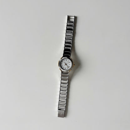 Yves Saint Laurent 1990s Round Dial Date Two-Tone Gold-Plated Watch