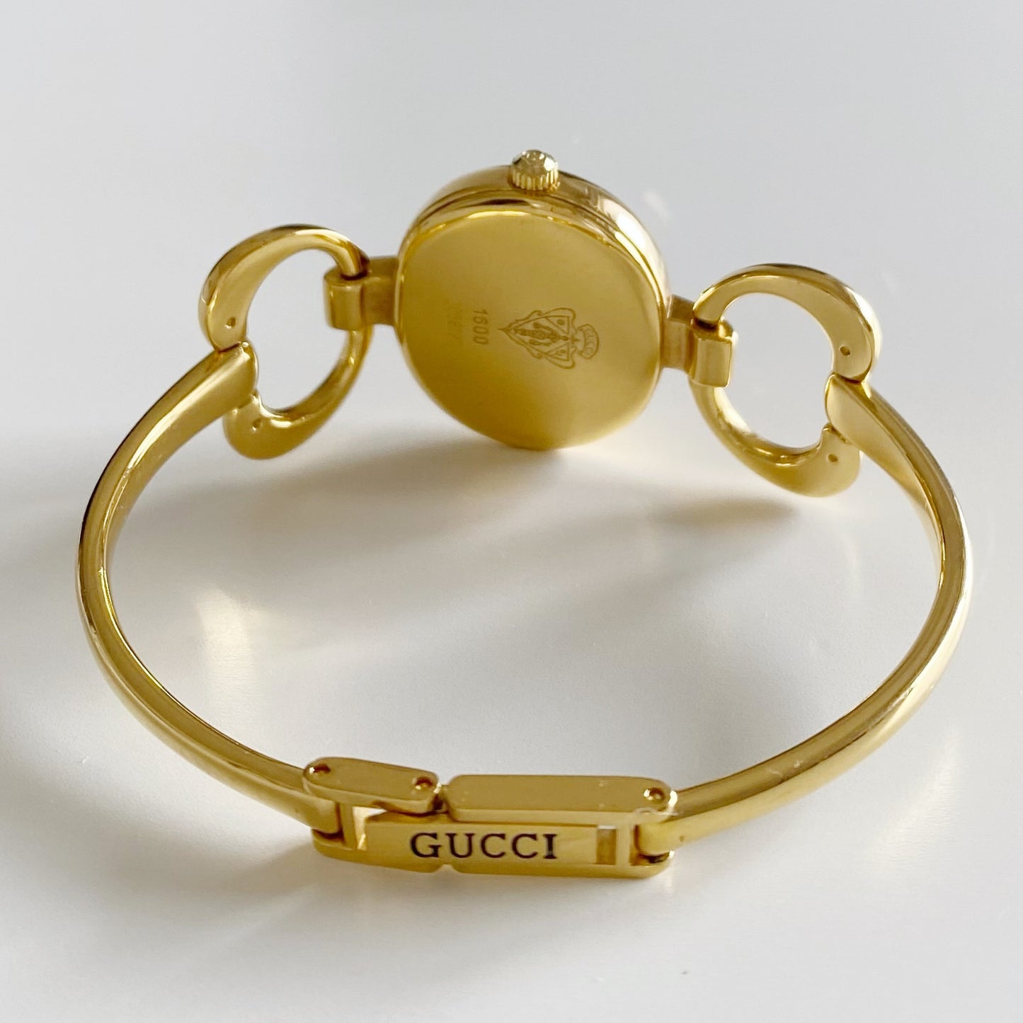 Gucci 1990s Seashell Dial Gold Plated Bangle Watch